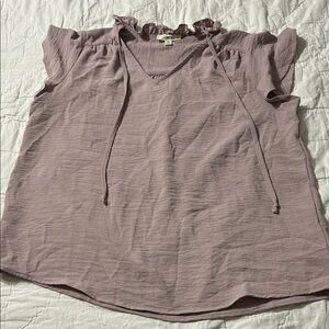 Chic Mauve Ruffle Sleeve Blouse